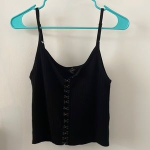 F21 Black Front-Clasp Tank Top Size S